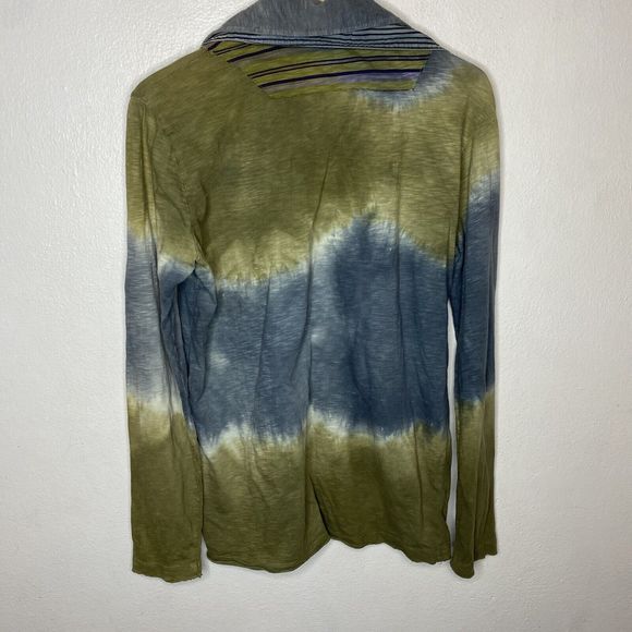 Custo Barcelona Long Sleeve Green Blue Collared Button Front Shirt Mens Medium - Picture 8 of 15